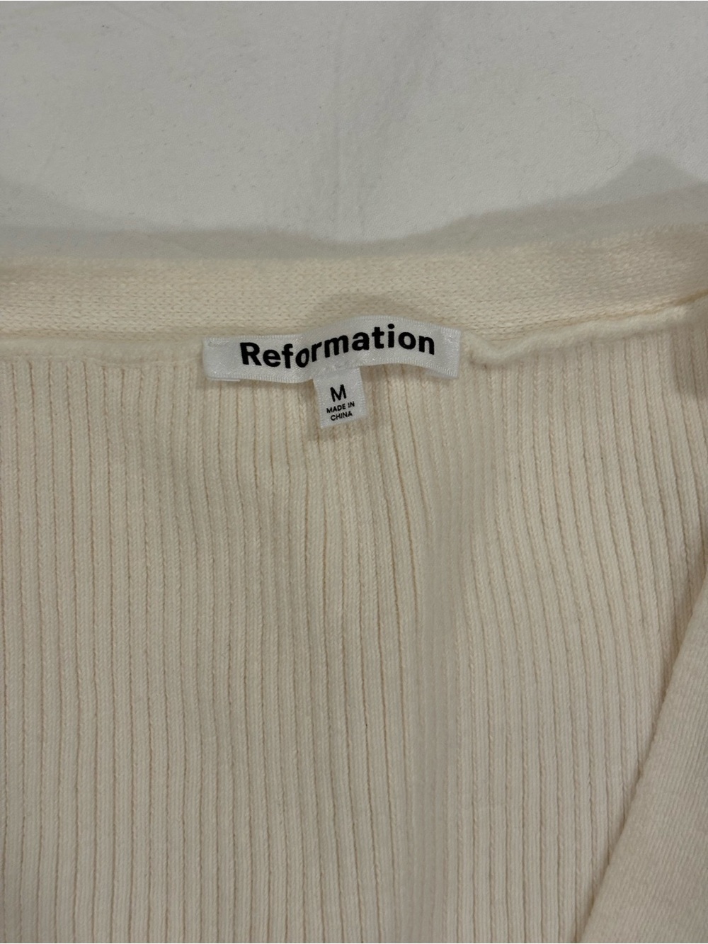Reformation Cream Ribbed Knit Top